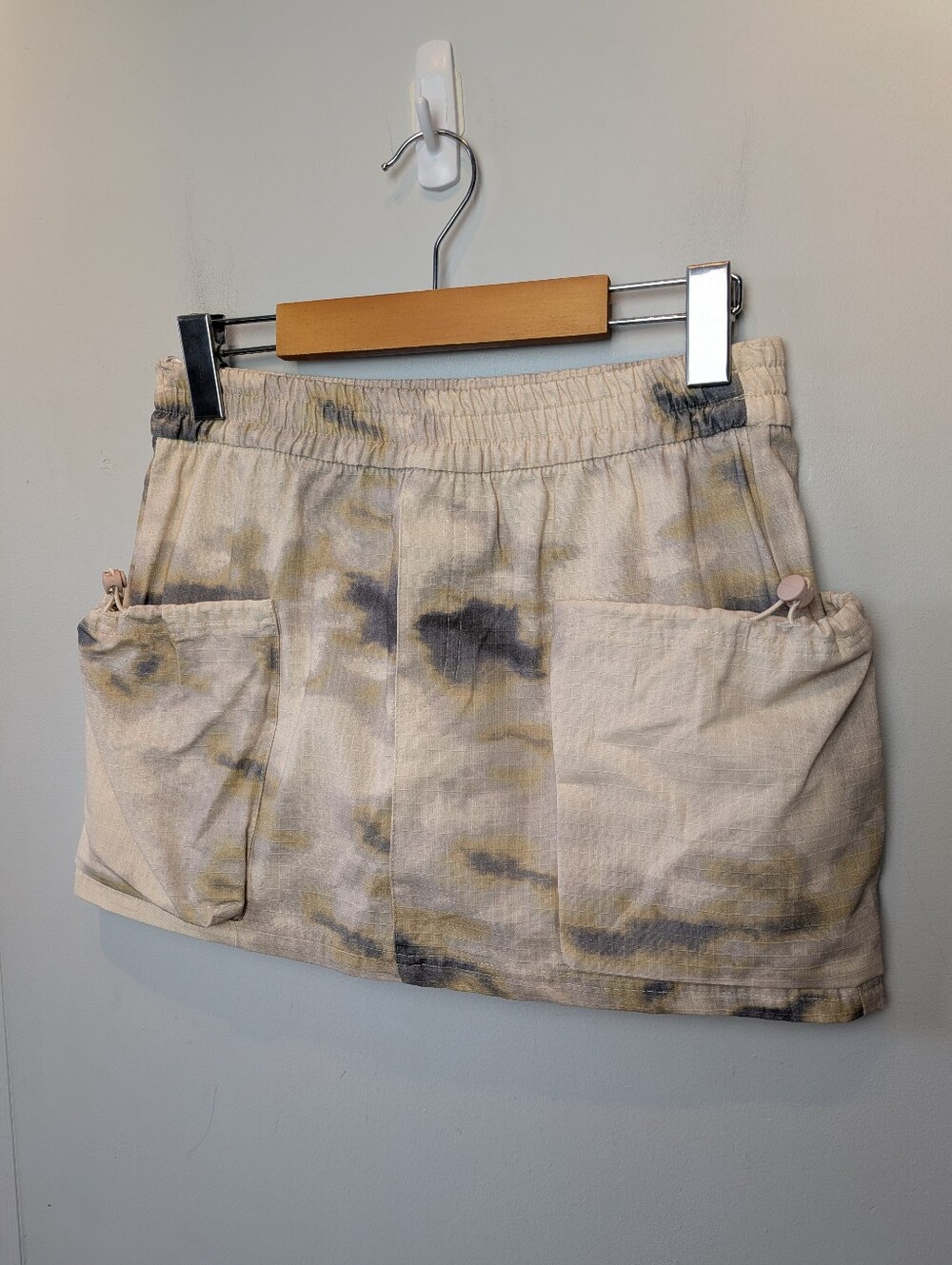 ZARA Tie Dye Cargo Mini Skirt Size XS Elastic Waist 100% Cotton